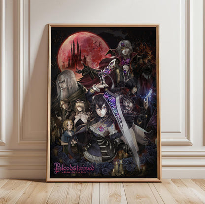 Bloodstained Ritual of the Night key art poster in a framed room setting