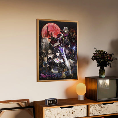 Bloodstained Ritual of the Night key art poster styled on a gallery wall