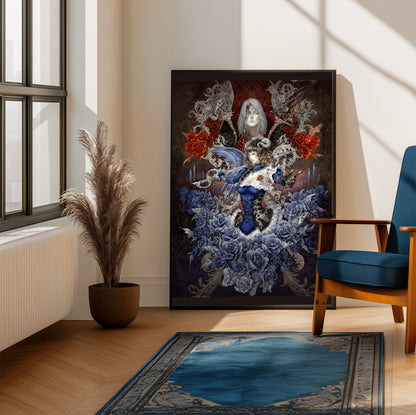 Bloodstained Miriam by Ayami Kojima poster on a living room wall