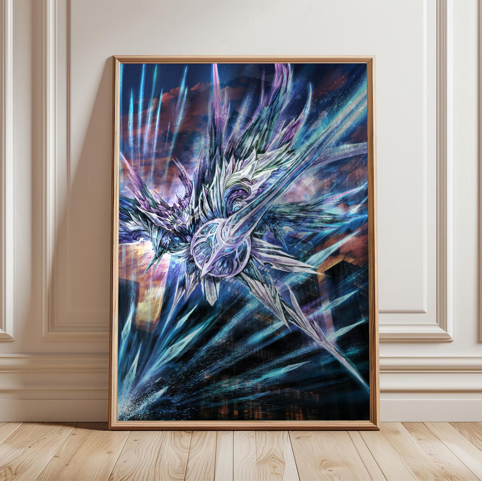 Blue Reflection Netzach poster in a framed room setting