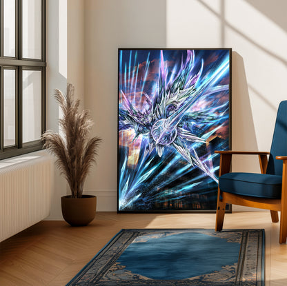 Blue Reflection Netzach poster on a living room wall