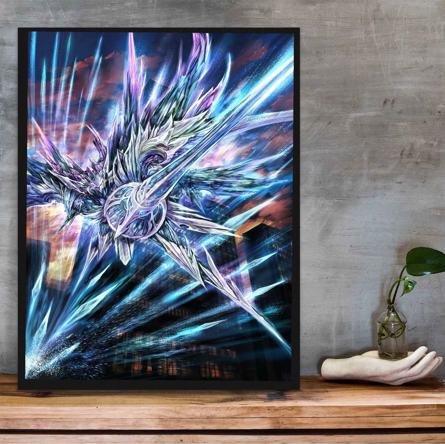 Blue Reflection Netzach poster hung above a desk