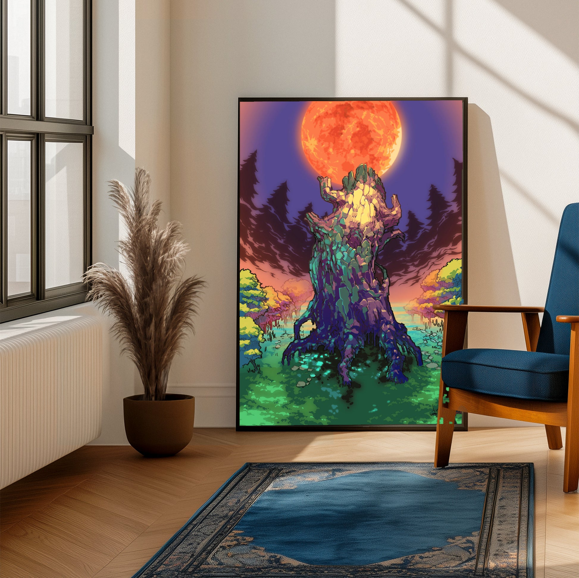 Boktai Solar Tree poster on a living room wall