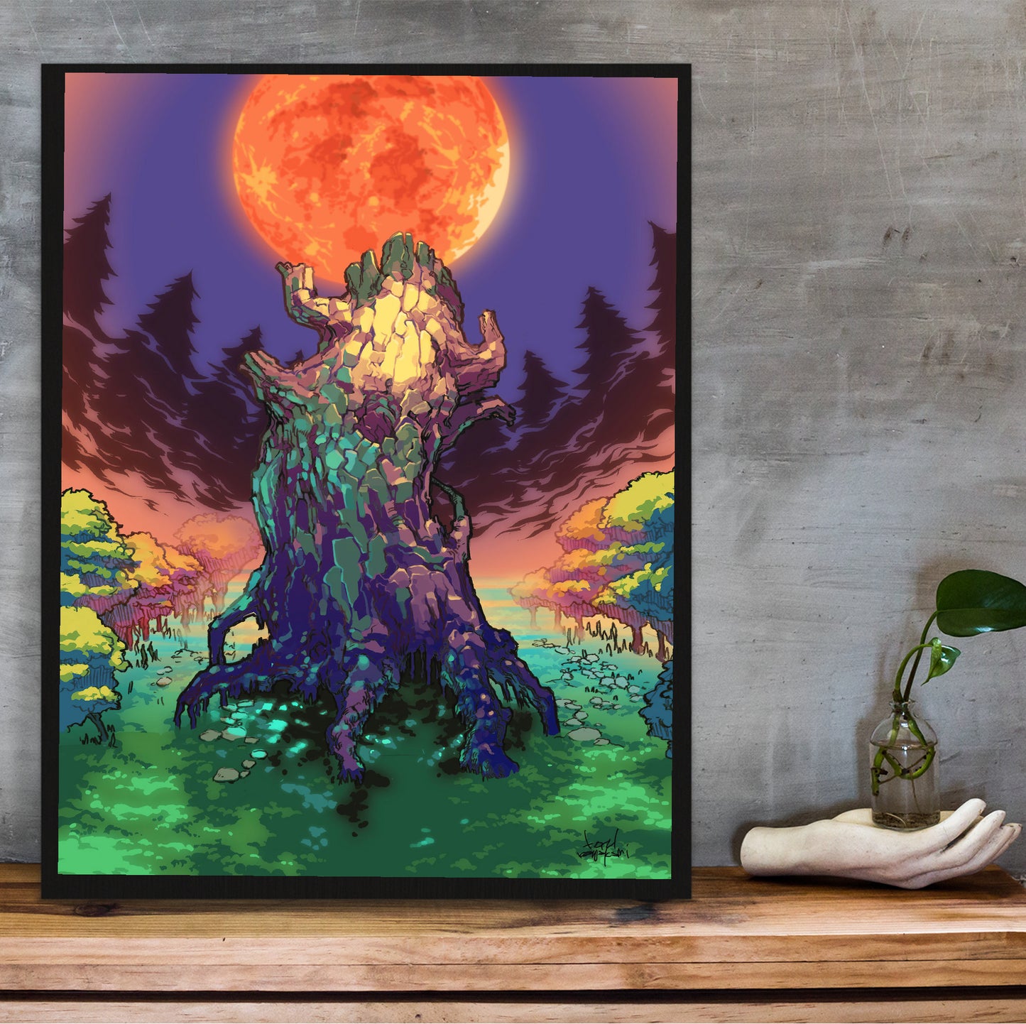 Boktai Solar Tree poster hung above a desk