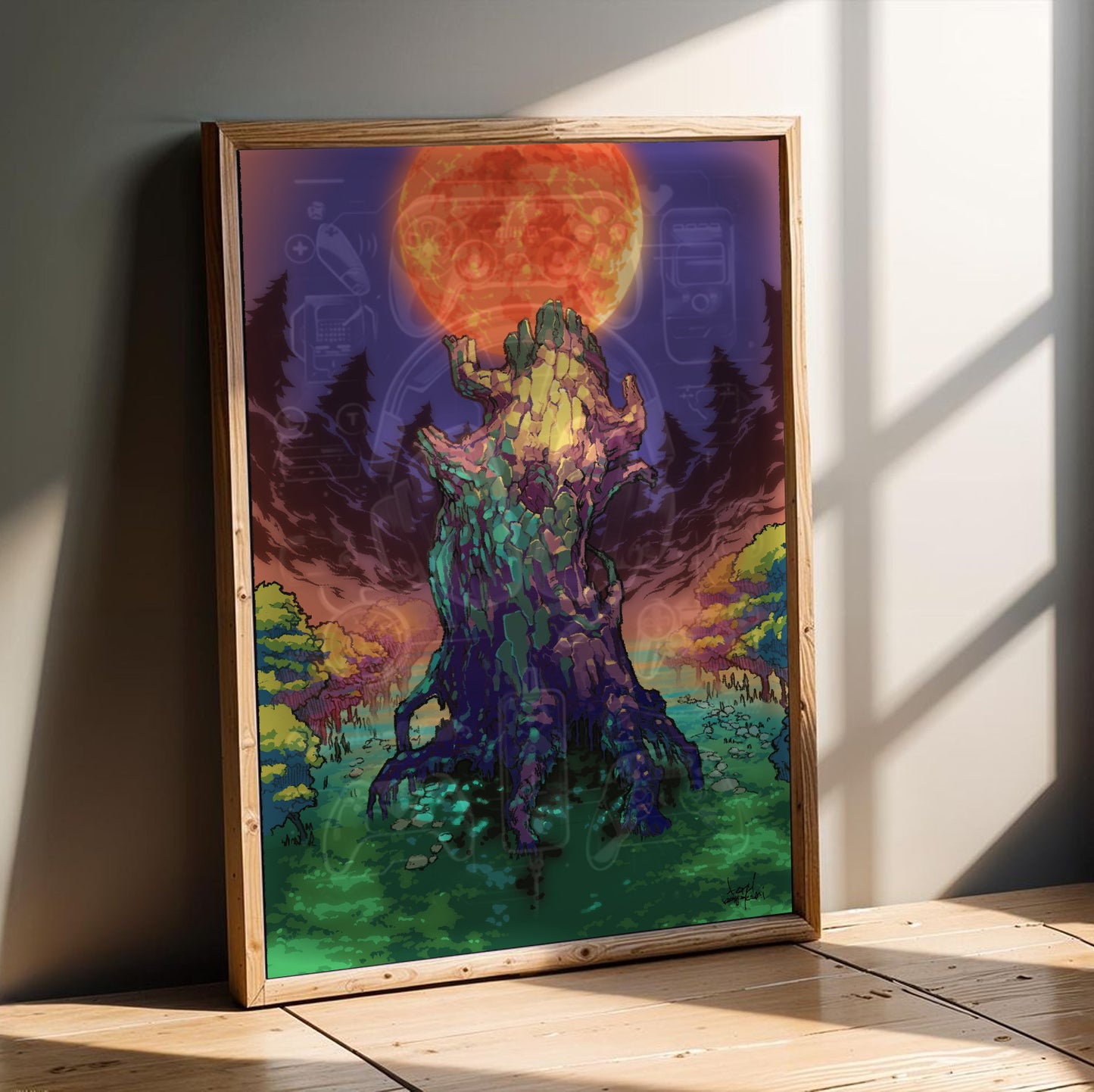 Boktai Solar Tree poster in a modern interior