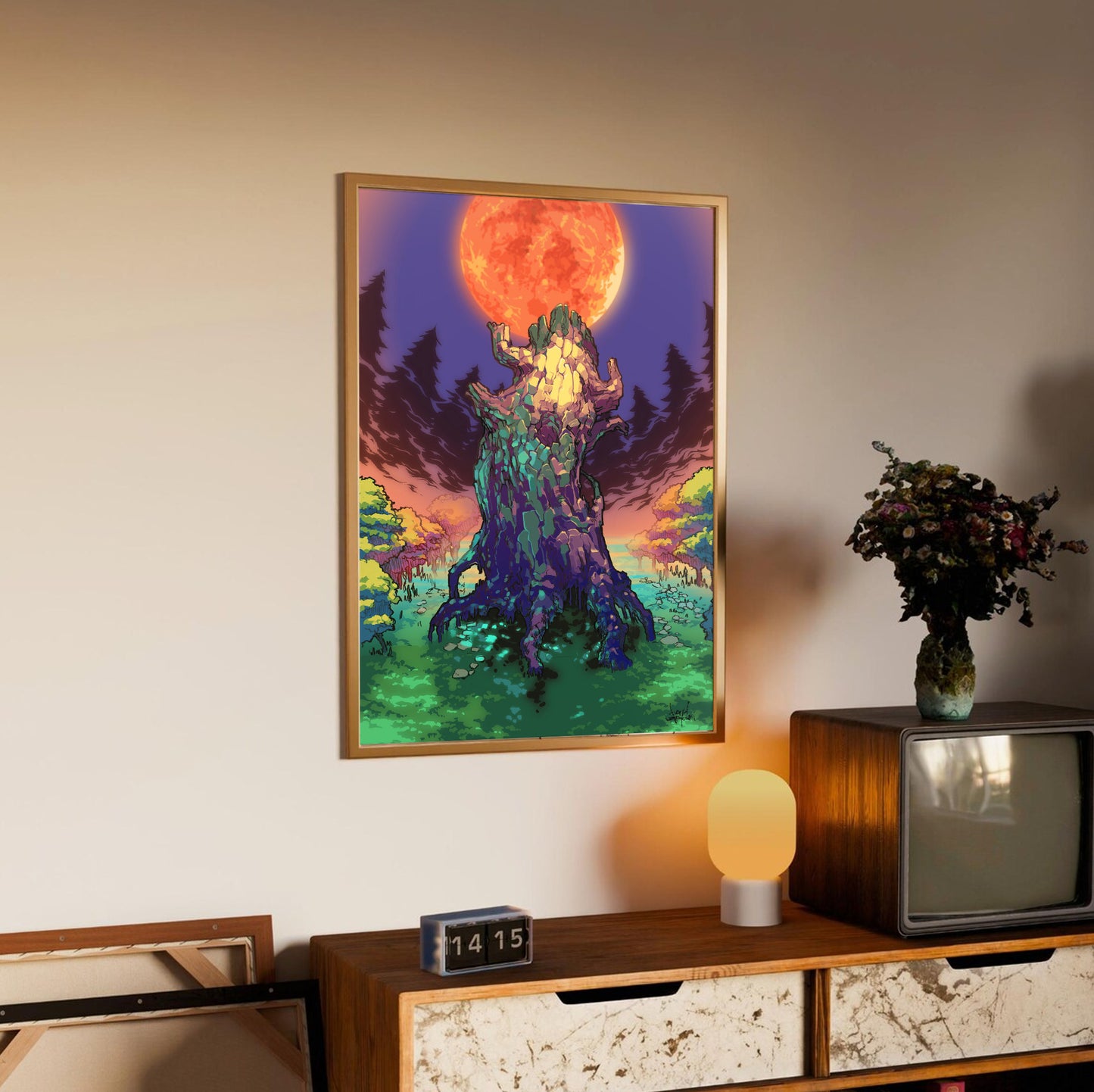 Boktai Solar Tree poster styled on a gallery wall