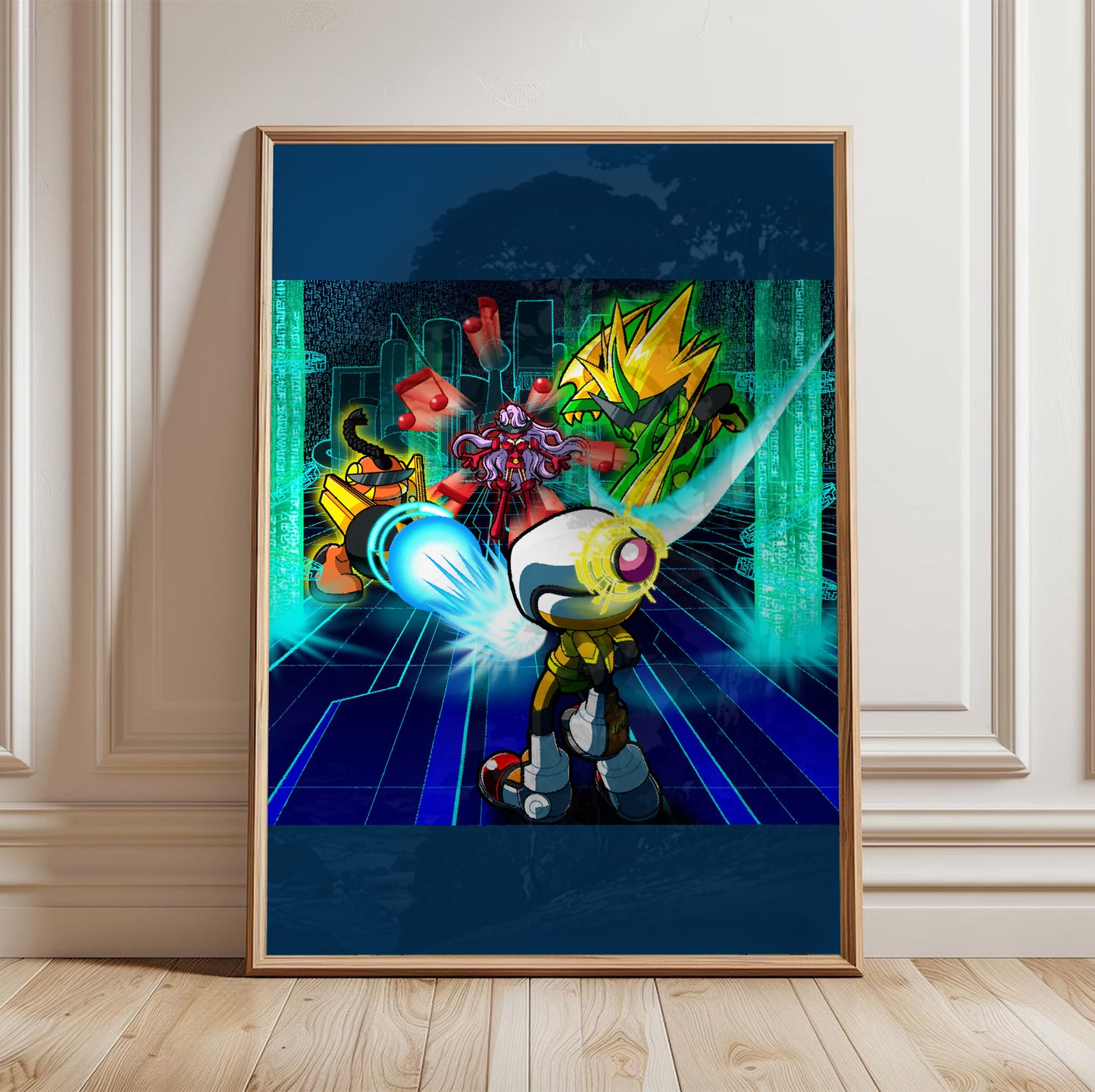 Bomberman 2 artwork poster in a framed room setting