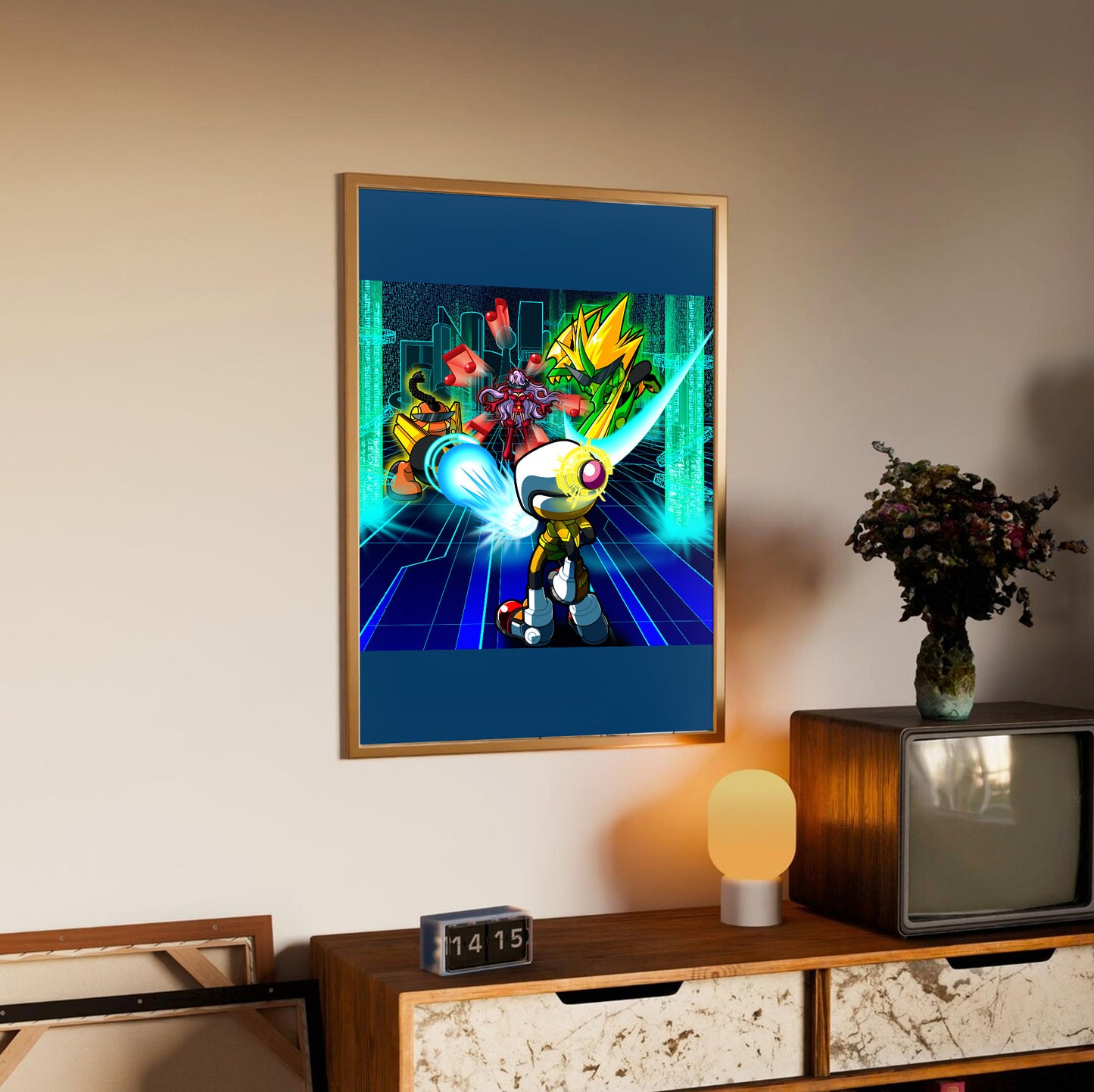 Bomberman 2 artwork poster styled on a gallery wall