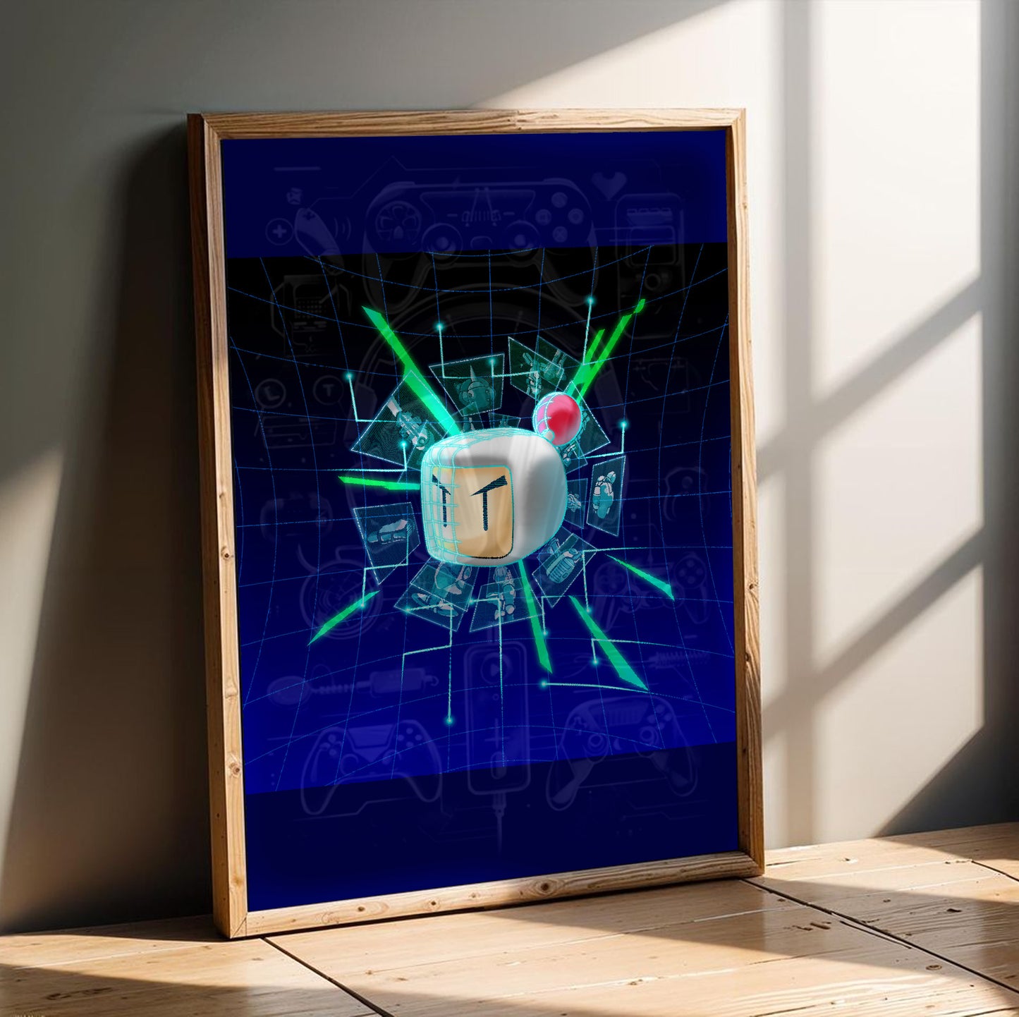 Bomberman 2 artwork poster in a modern interior