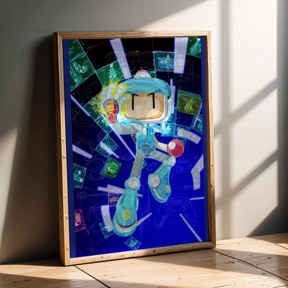 Bomberman 2 cover art poster in a modern interior