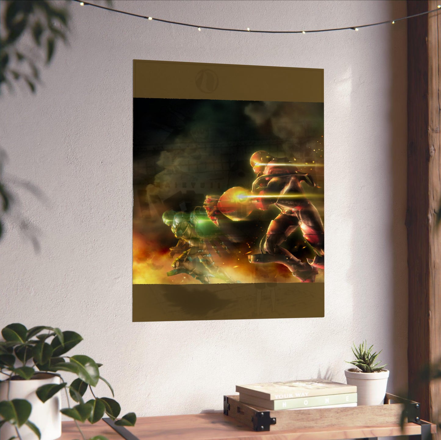 Bomberman Act Zero green vs red poster close-up print detail