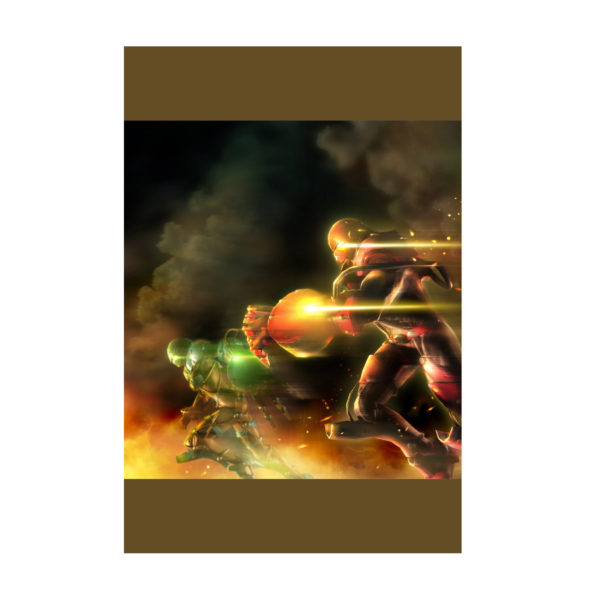 Bomberman Act Zero green vs red art poster print