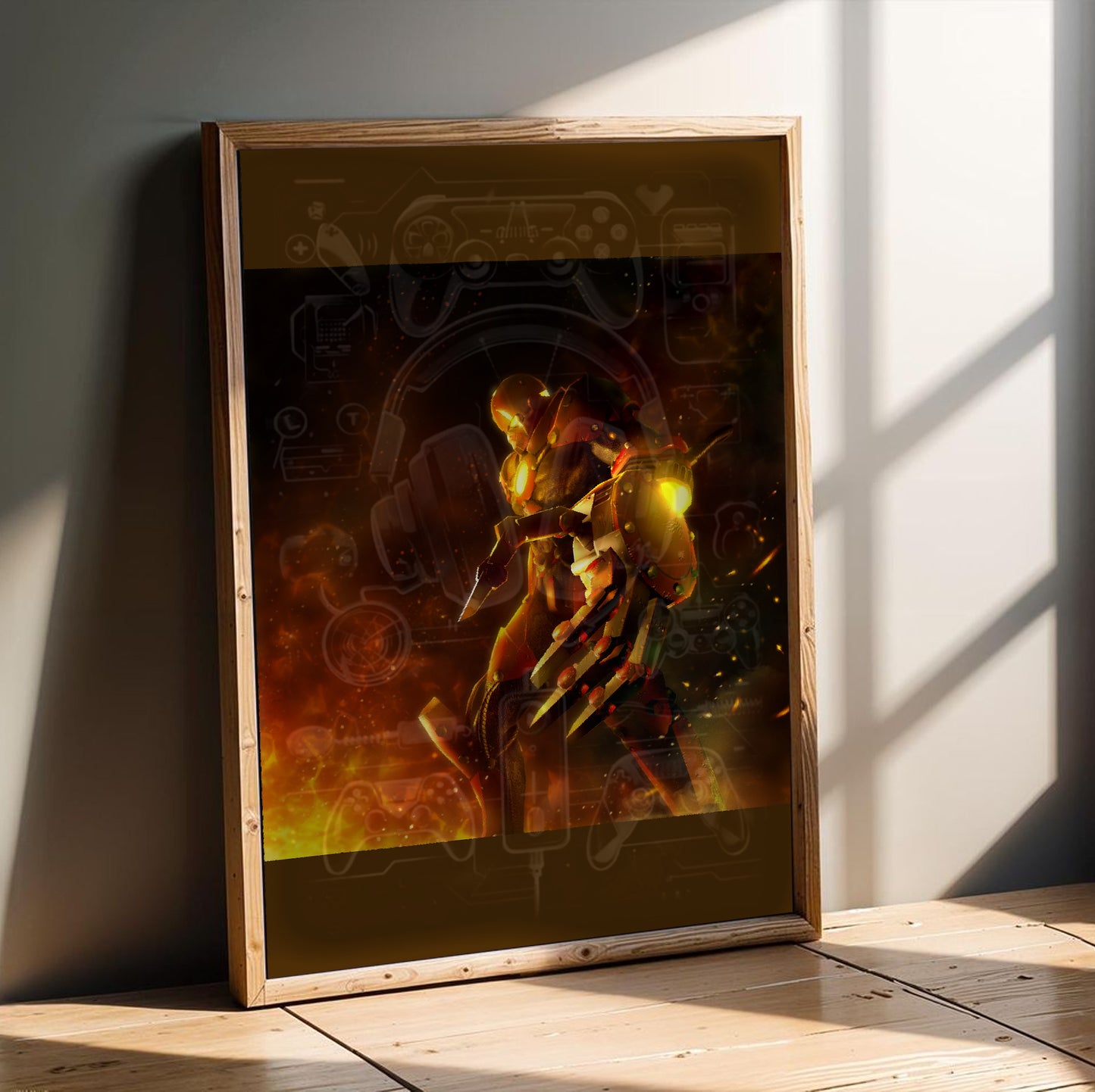 Bomberman Act Zero promo artwork poster in a modern interior