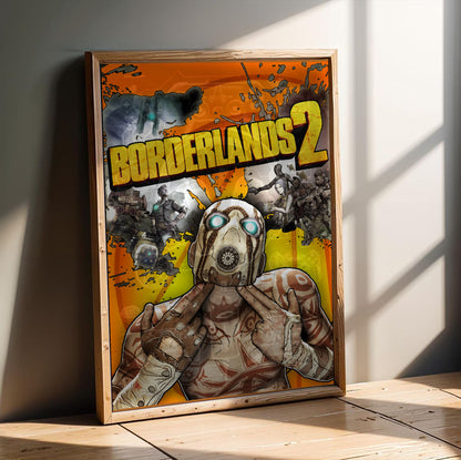 Borderlands 2 cover art poster in a modern interior