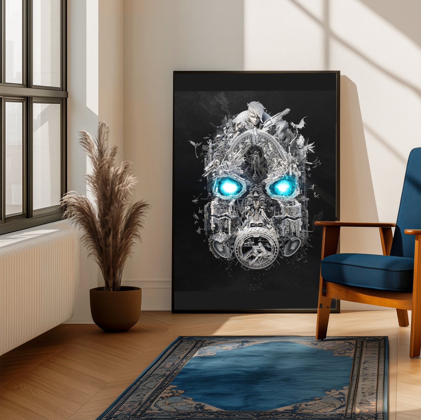 Borderlands 3 Mask of Mayhem poster on a living room wall