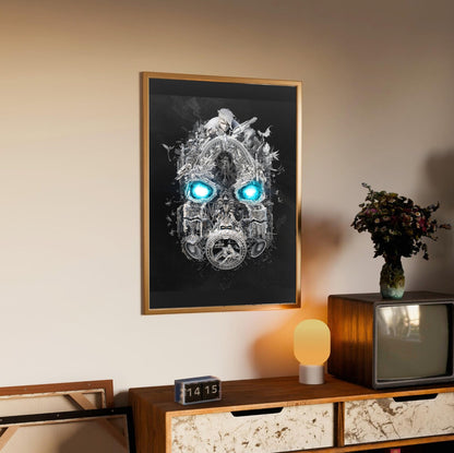 Borderlands 3 Mask of Mayhem poster styled on a gallery wall