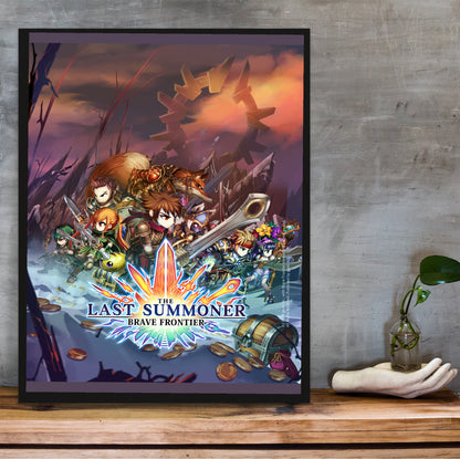 Brave Frontier The Last Summoner poster hung above a desk