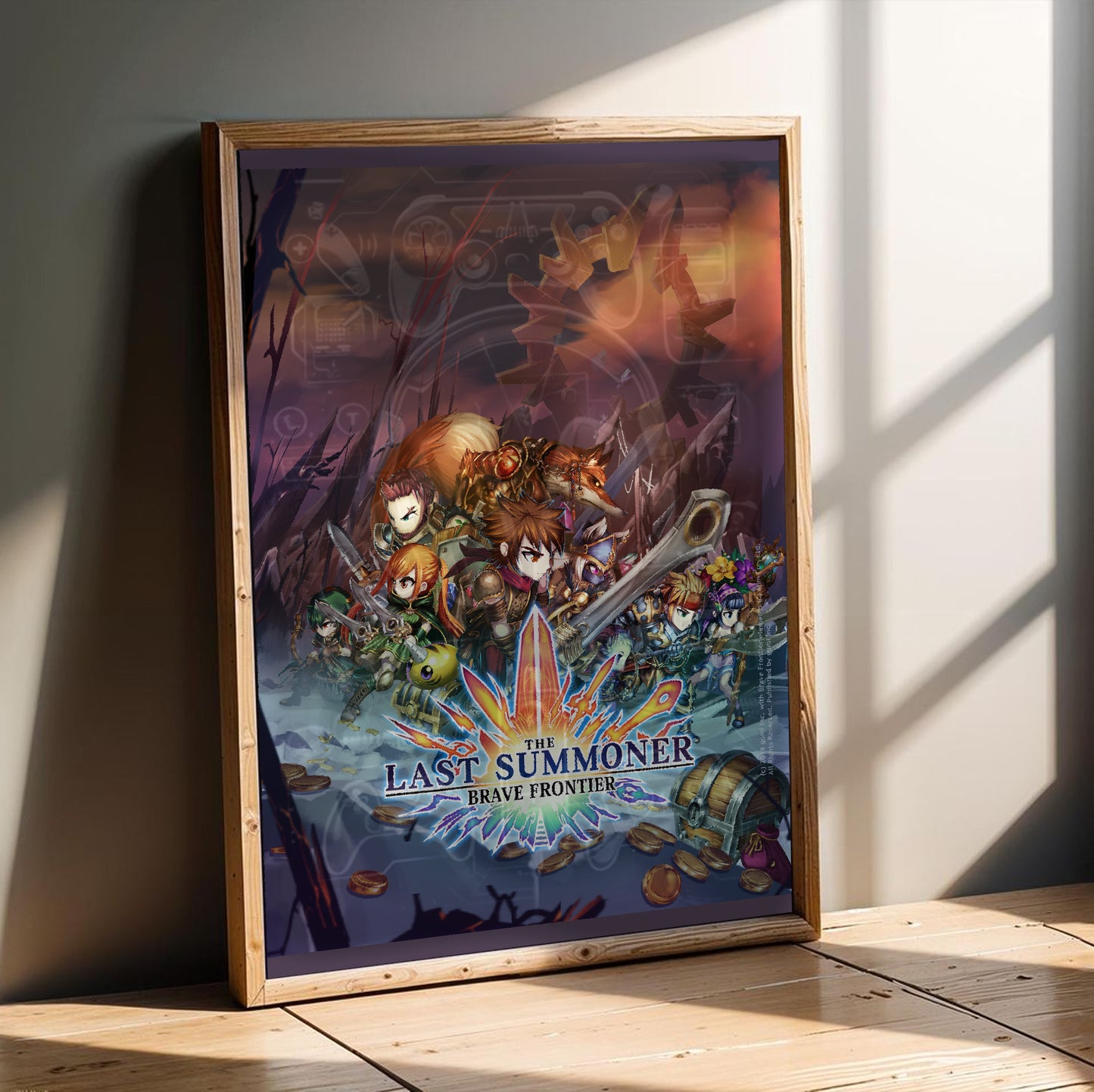 Brave Frontier The Last Summoner poster in a modern interior