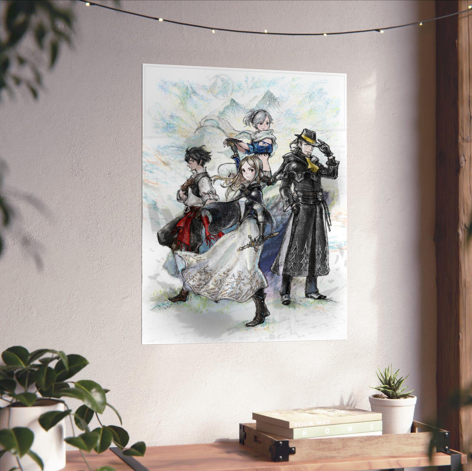 Bravely Default II poster close-up print detail