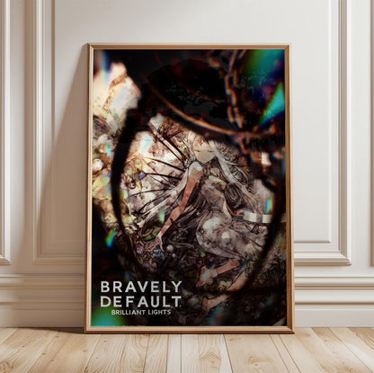 Bravely Default Brilliant Lights poster in a framed room setting
