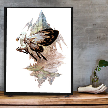 Bravely Default fairy poster hung above a desk