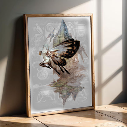Bravely Default fairy poster in a modern interior