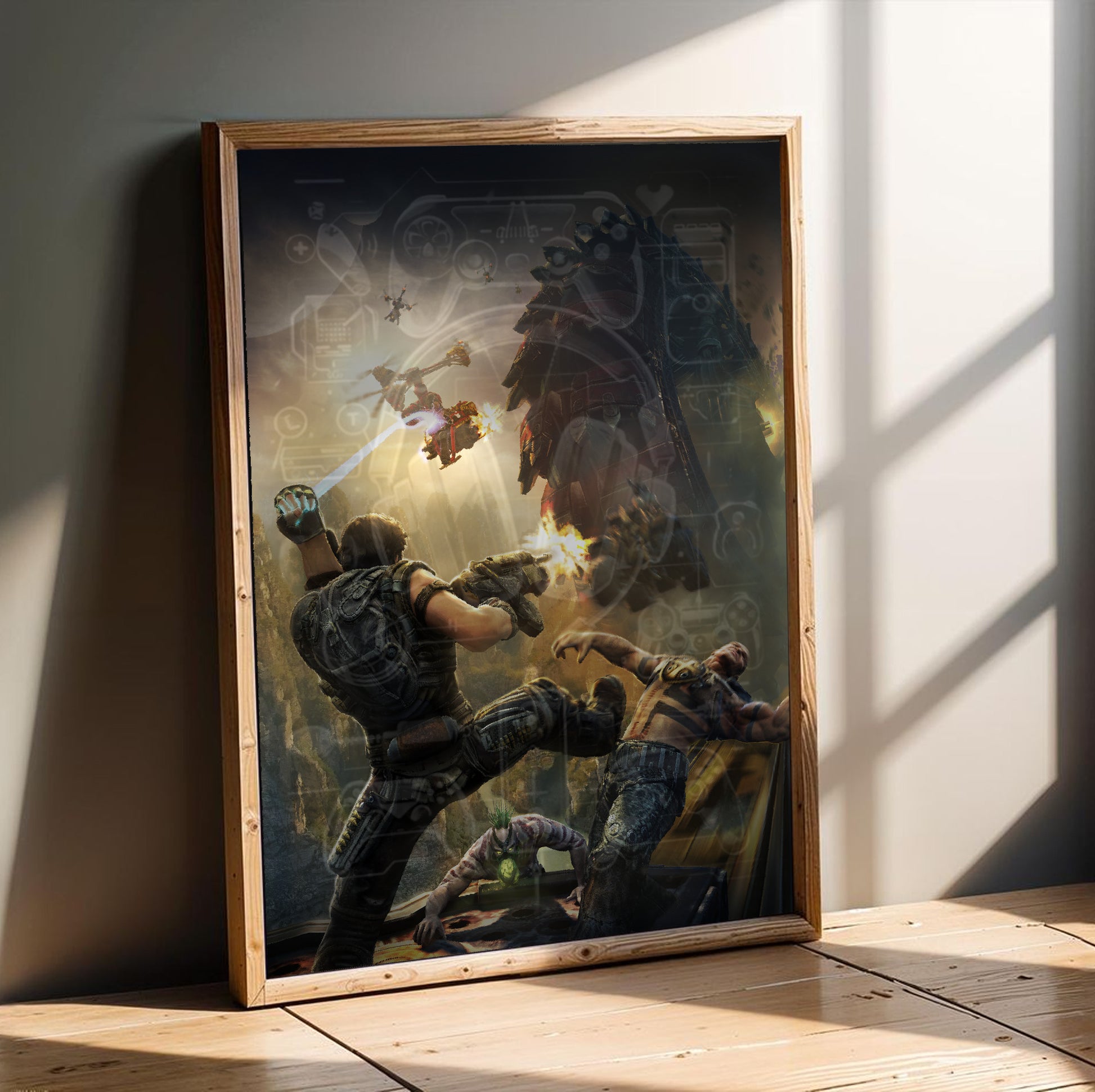 Bulletstorm key art poster in a modern interior