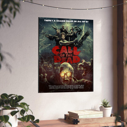 Call of Duty Black Ops Call of the Dead zombies art unframed on a white wall above a desk