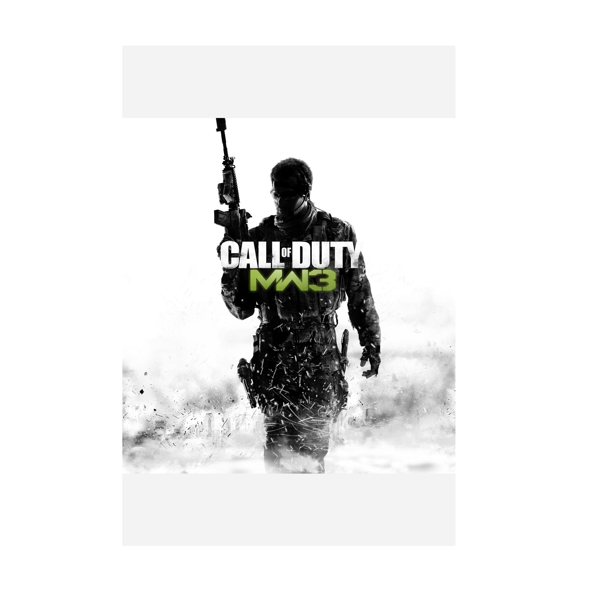 Call of Duty Modern Warfare 3 cover art with logo print