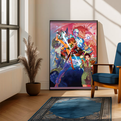 Capcom Beat Em Up Bundle art by Chisato Mita framed beside a blue armchair in a sunlit room