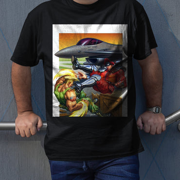 Guile VS Bison Scissor Kick Cover Unisex T-shirt, Gamer Shirt, Gaming Gift