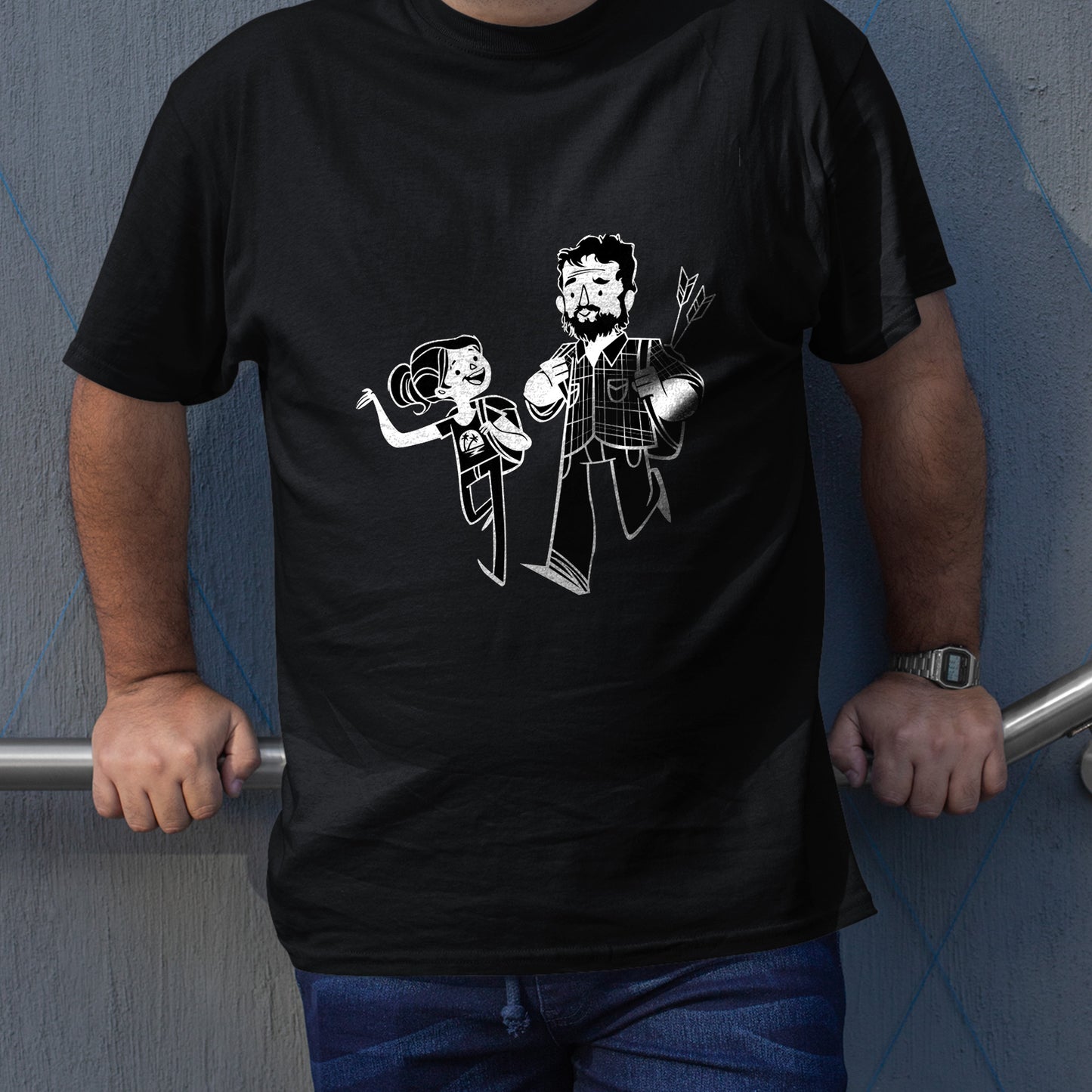 Joel & Ellie Cartoon Sketch | The Last of Us Premium Unisex T-shirt