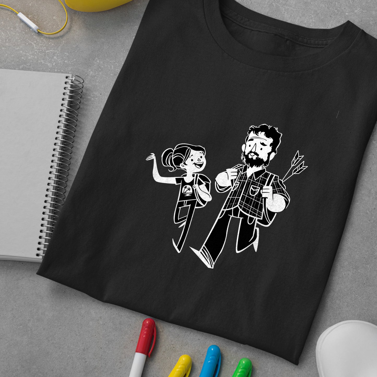 Joel & Ellie Cartoon Sketch | The Last of Us Premium Unisex T-shirt