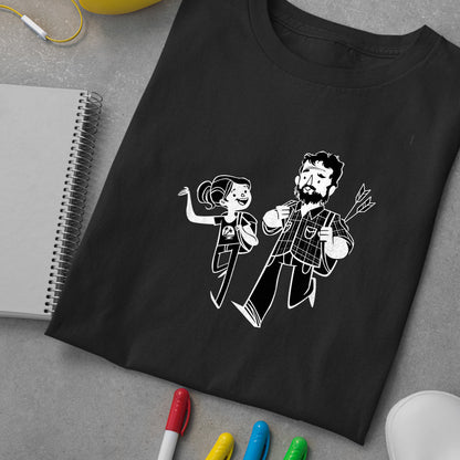 Joel & Ellie Cartoon Sketch | The Last of Us Premium Unisex T-shirt