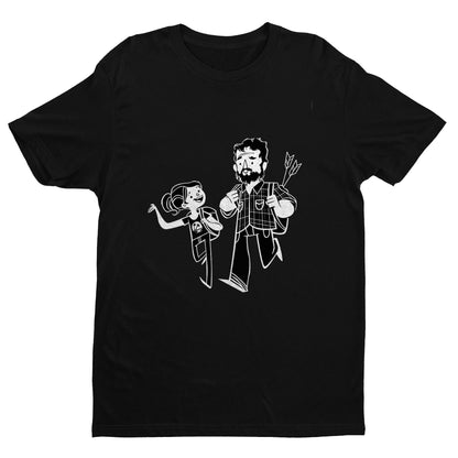 Joel & Ellie Cartoon Sketch | The Last of Us Premium Unisex T-shirt