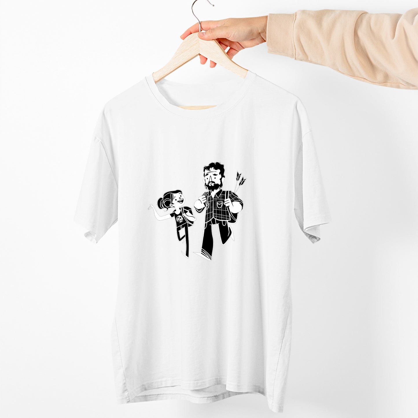 Joel & Ellie Cartoon Sketch | The Last of Us Premium Unisex T-shirt