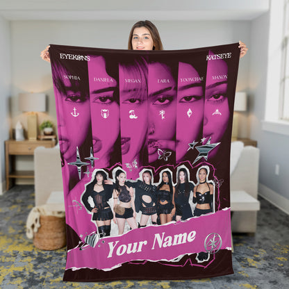 Personalized Katseye Kpop Blanket, Cozy Fandom Gift, Bedroom Bedding