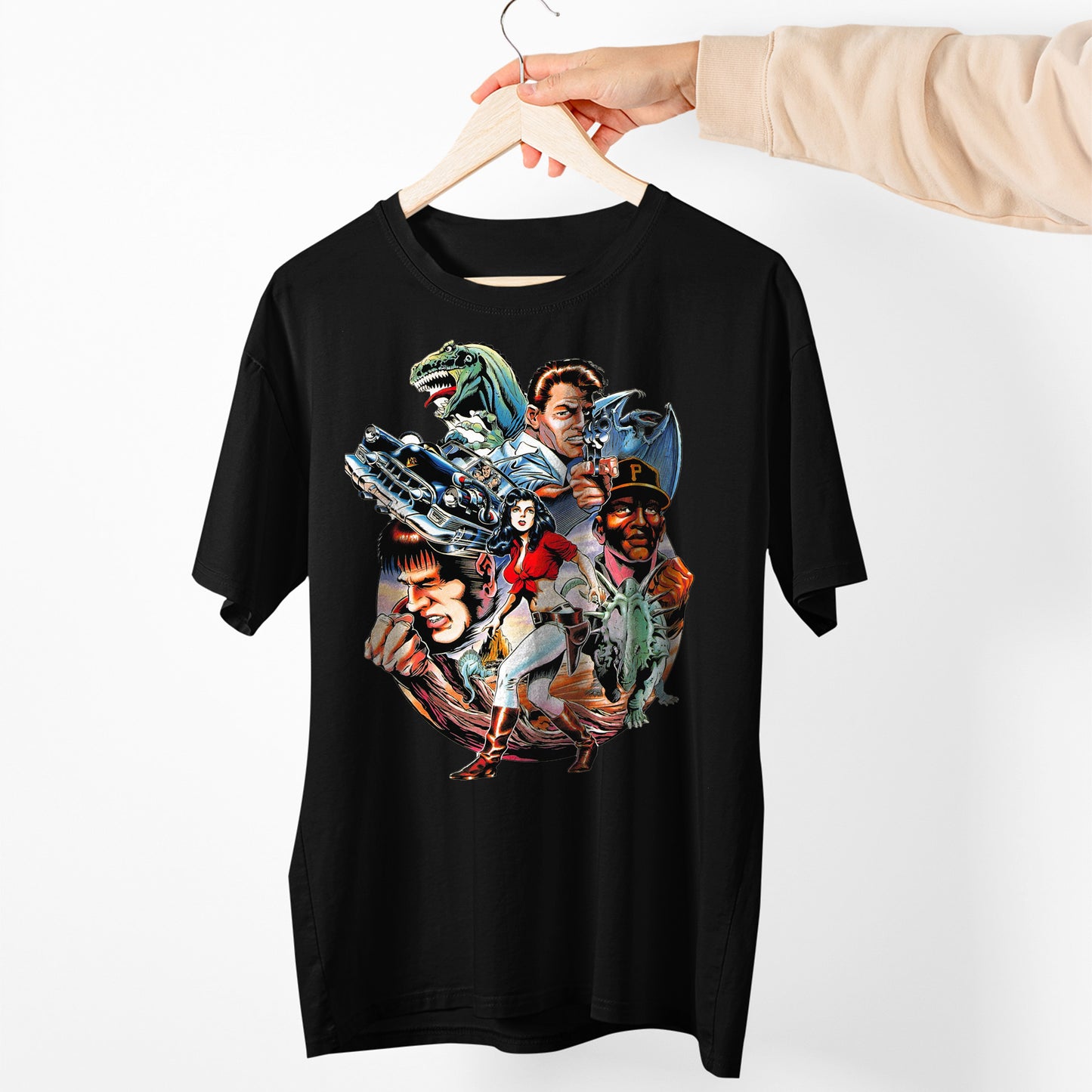 Kadillacs and Dinosaurs Japanese Arcade Flyer Unisex T-shirt, Gamer Shirt, Gaming Gift