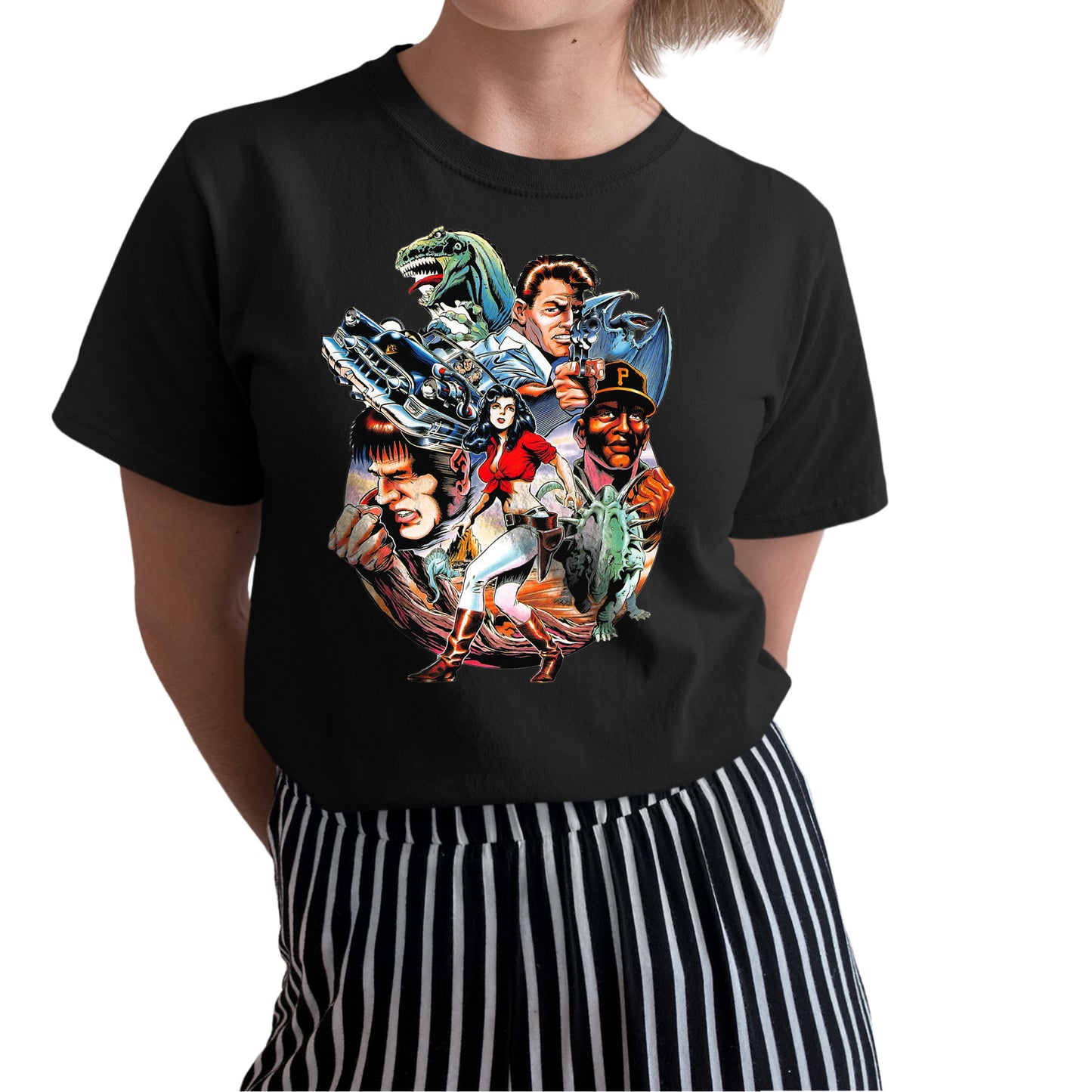 Kadillacs and Dinosaurs Japanese Arcade Flyer Unisex T-shirt, Gamer Shirt, Gaming Gift