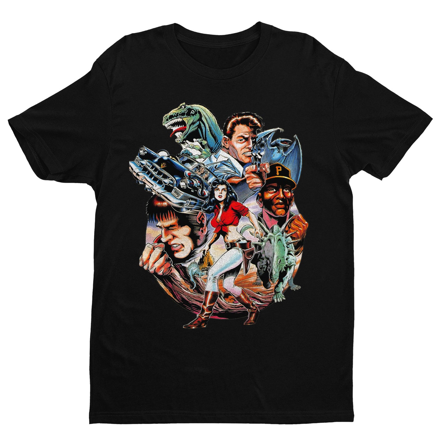 Kadillacs and Dinosaurs Japanese Arcade Flyer Unisex T-shirt, Gamer Shirt, Gaming Gift