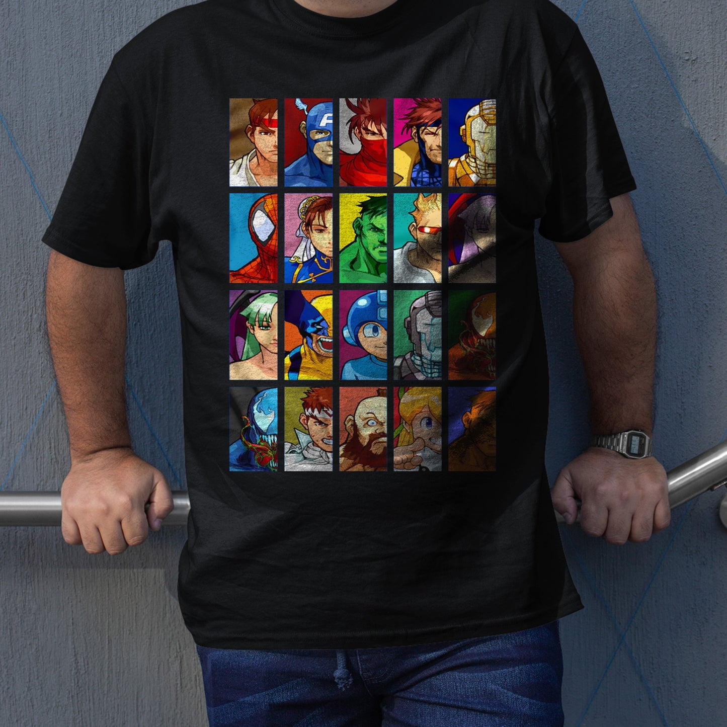 Marvel VS Capcom: Clash of Super Heroes Half Face Portraits Premium Unisex T-shirt