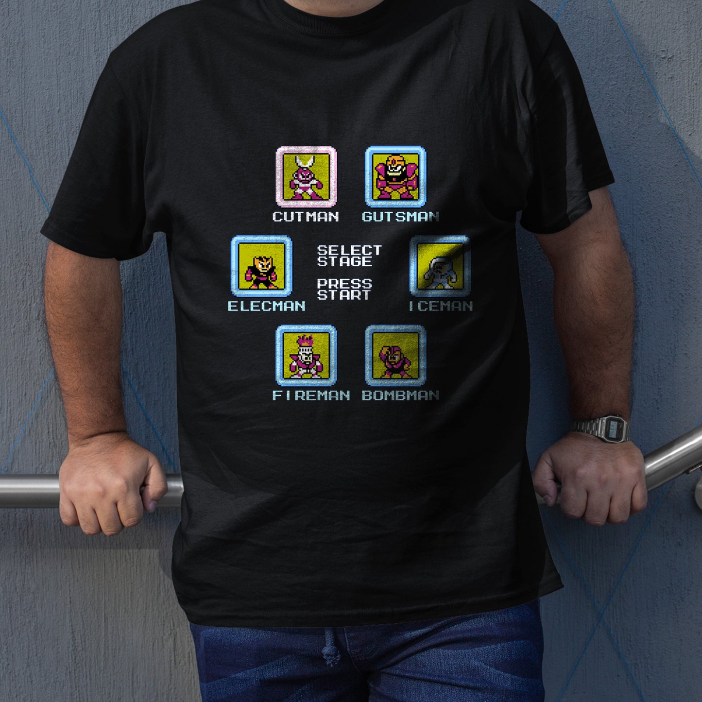 Megaman Boss Stage Select Retro Gaming Unisex T-shirt, Gamer Shirt, Gaming Gift