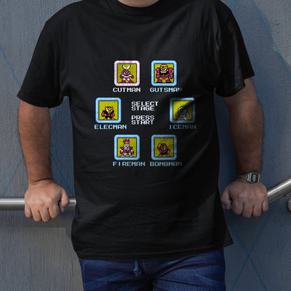 Megaman Boss Stage Select Retro Gaming Unisex T-shirt, Gamer Shirt, Gaming Gift