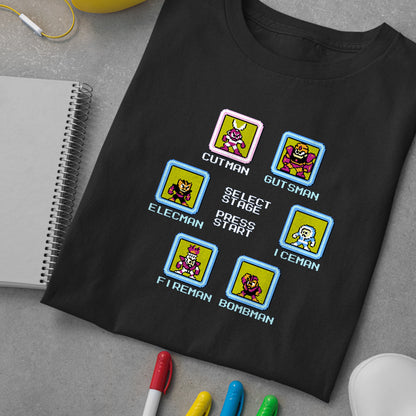 Megaman Boss Stage Select Retro Gaming Unisex T-shirt, Gamer Shirt, Gaming Gift