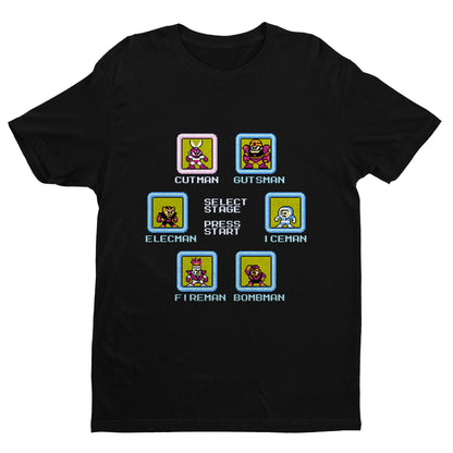 Megaman Boss Stage Select Retro Gaming Unisex T-shirt, Gamer Shirt, Gaming Gift