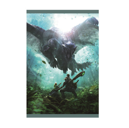 Monster Hunter 4 Ultimate hunter and Felyne vs Gore Magala print