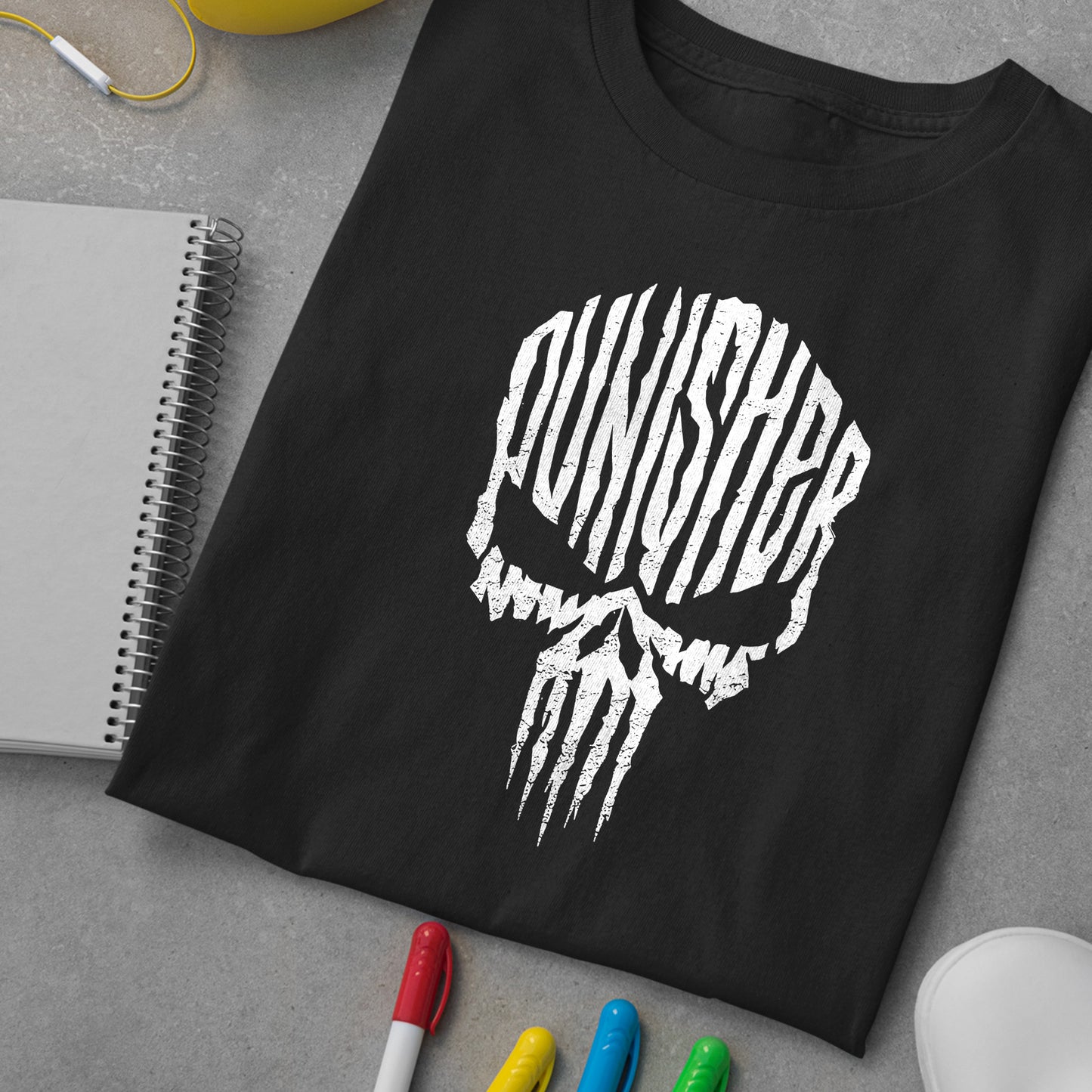 Punishment Skull Grunge White Unisex T-shirt, Gamer Shirt, Gaming Gift