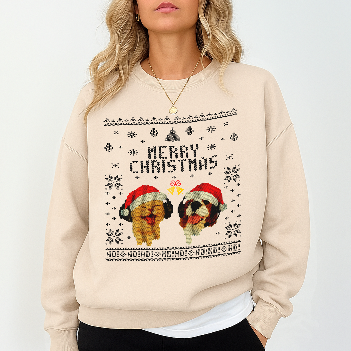 Merry Christmas Dog Sweatshirt – Funny Holiday Pullover with Santa Dogs | Cozy Christmas Gift for Dog Lovers
