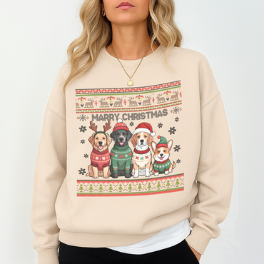 Meowy Christmas Cat Sweatshirt – Funny Holiday Crewneck for Cat Lovers | Cute Cozy Unisex Winter Sweater Gift