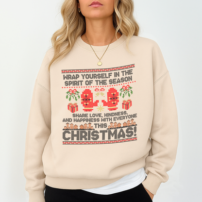 Wrap Yourself in the Spirit of the Season – Cute Holiday Gingerbread Christmas Sweatshirt | Cozy Unisex Ugly Christmas Sweater